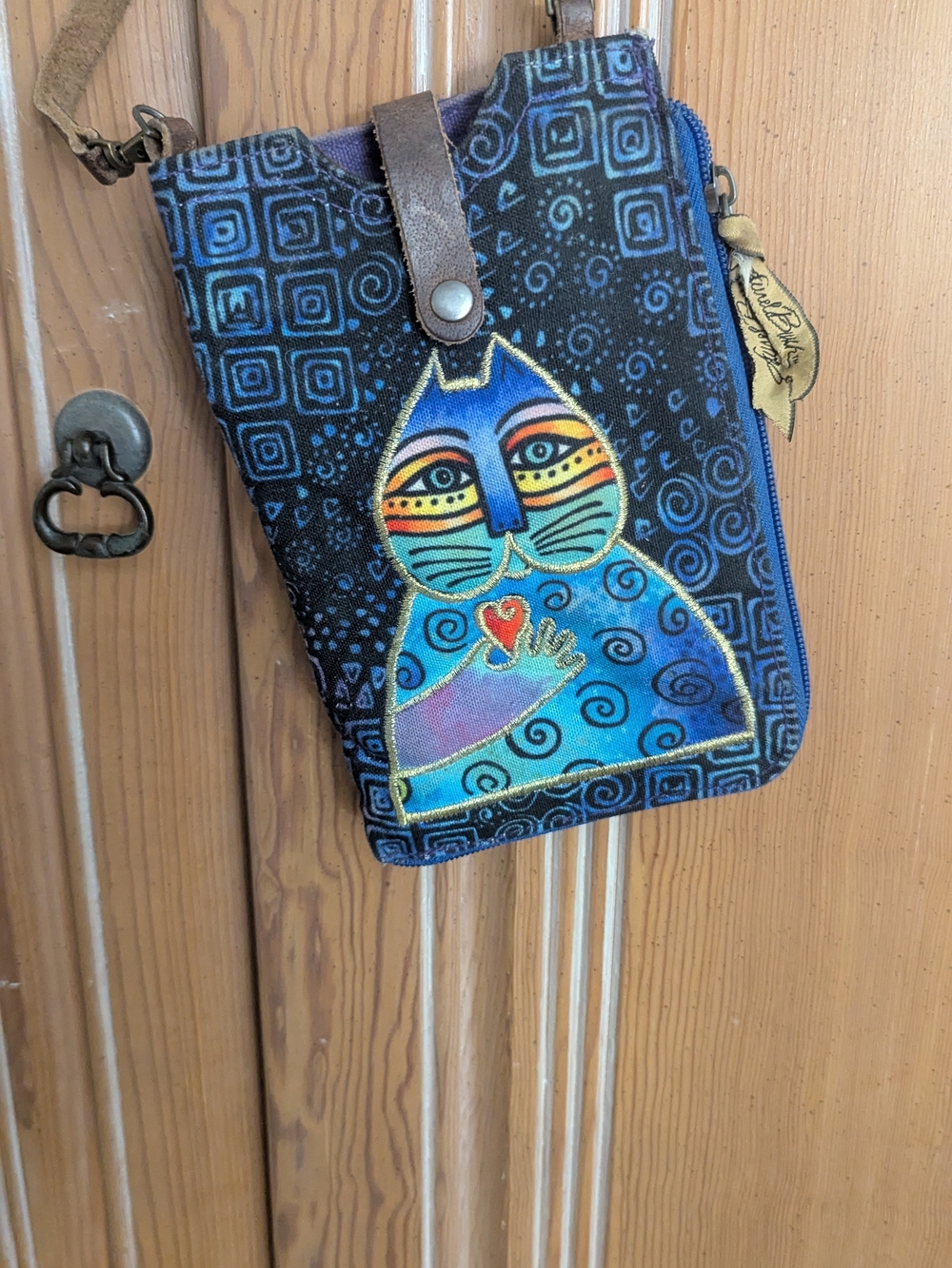 Laurel Burch Teal & Blue Cat Crossbody Bag